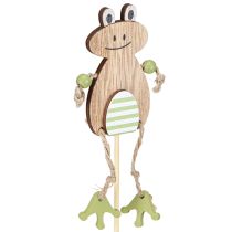 Artikel Blumenstecker Frosch Holz Naturgrün Ei Deko 3,5x7cm 12er Set
