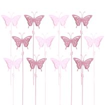 Artikel Blumenstecker Metall Schmetterling Rosa Pink Frühlingsdeko Floristik