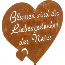 Blumenstecker Herz mit Spruch Rost Metall Gartendeko 10cm 6St