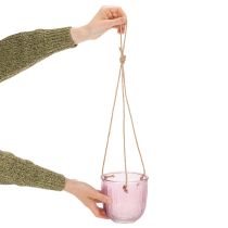 Artikel Blumentopf Glas Windlicht zum Hängen Lila Grün 14cm 2St
