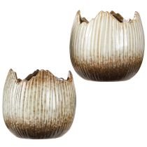 Artikel Blumentopf Keramik Ei Zerbrochen Creme Braun Ø11,5cm 2 St Dekoration Geschenkideen