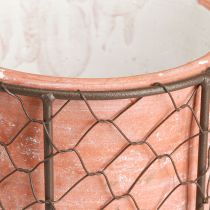 Artikel Blumentopf Keramik Gitterkorb Metall Braun Ø30cm H11,5cm Deko