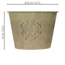 Artikel Blumentopf Metall Grün Vintage Ø22cm–13,5cm 3er-Set