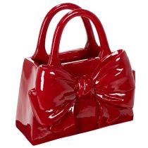 Artikel Deko Vase Handtaschenform Schleife Polyresin Rot glänzend 22cm
