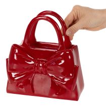 Artikel Deko Vase Handtaschenform Schleife Polyresin Rot glänzend 22cm