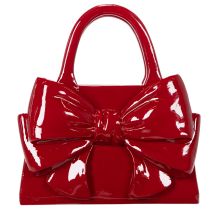 Artikel Deko Vase Handtaschenform Schleife Polyresin Rot glänzend 22cm
