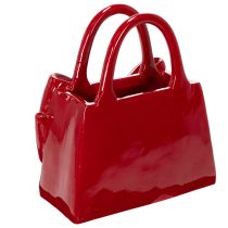 Artikel Deko Vase Handtaschenform Schleife Polyresin Rot glänzend 22cm