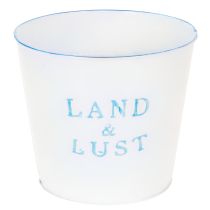 Artikel Blumentopf Weiß, Blau Übertopf Metall Frühling Ø17cm H15,5cm