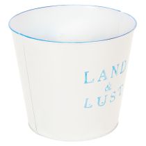Artikel Blumentopf Weiß, Blau Übertopf Metall Frühling Ø17cm H15,5cm
