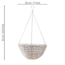 Artikel Hängender Blumentopf Stroh Weiß Ø28cm H15cm 2er Set