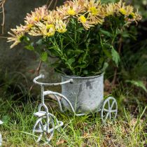 Blumentopf Fahrrad Metall Vintage Weiß gewaschen 24×13×14cm