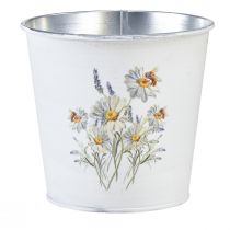 Artikel Blumentopf Metall Übertopf Weiß Blumen 12,5cm H11,5cm