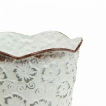 Blumentopf Weiß Metall Übertopf Pflanztopf Ø13cm H11,5cm