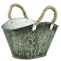Artikel Blumentopf mit Griffen Tasche Metall Jute 19×13,5×13,5cm