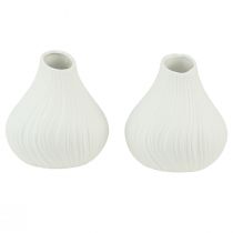 Blumenvase Keramik Zwiebelform Weiß Ø13cm H13,5cm 2St