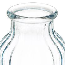 Artikel Blumenvase Glas Rillen Blau Ø11cm H14,5cm 2er Set Dekoration