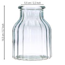 Artikel Blumenvase Glas Rillen Blau Ø11cm H14,5cm 2er Set Dekoration