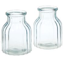 Artikel Blumenvase Glas Rillen Blau Ø11cm H14,5cm 2er Set Dekoration