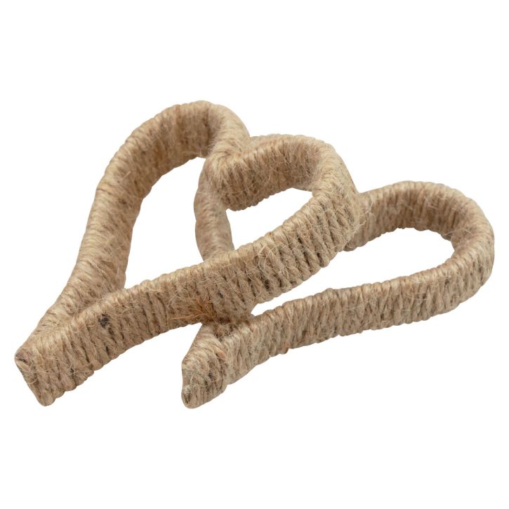 Boho Style Herz Metallring Dekoring Juteband 11cm 6St