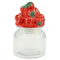 Artikel Bonboniere Glas mit Deckel Erdbeeren Keksglas Ø11cm H18cm