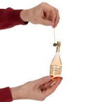Artikel Baumanhänger-Set aus Glas Sektflasche und Sektglas, 14 cm, orange-gold, 2-teilig