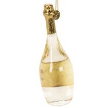 Artikel Sektflasche und Sektglas Anhänger aus Glas 14cm klar/gold 2-teilig