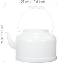 Artikel Charmante Deko-Teekanne in Weiß, Metall Übertopf im Landhausstil, Vintage Pflanzgefäß 27x20,5cm