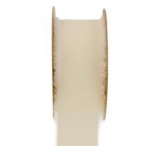 Artikel Chiffonband Creme Stoffband Band mit Fransen 40mm 15m