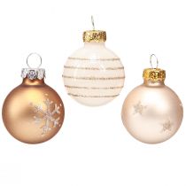 Artikel Mini Christbaumkugeln Pearl 9er-Set in Weiß-Gold Ø3cm für edle Xmas-Dekoration