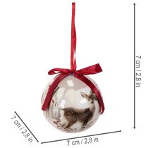 Artikel Weihnachtskugeln Kunststoff Hirschmotiv 7cm Rotband 4er-Set