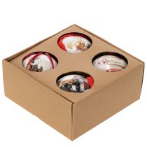 Artikel Weihnachtskugeln Kunststoff Hirschmotiv 7cm Rotband 4er-Set