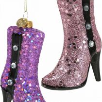 Artikel Christbaumschmuck Glas Stiletto Stiefel High Heels H10cm 2St