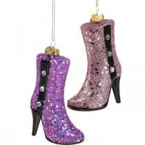 Artikel Christbaumschmuck Glas Stiletto Stiefel High Heels H10cm 2St