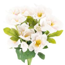 Artikel Kunstblumen-Bund Christrose Kunststoff 35cm Weiß-Rosa Indoor 6 Stück