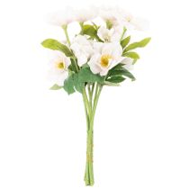 Artikel Kunstblumen-Bund Christrose Kunststoff 35cm Weiß-Rosa Indoor 6 Stück