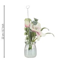 Artikel Elegante Christrose Kunstblume im Glas zum Hängen, Winterdeko 22cm