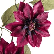 Artikel Clematis künstlich 3 Blüten Kunstblumen Bordeaux 81cm Dekor Highlight