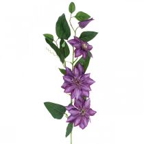 Künstliche Clematis, Seidenblume, Dekozweig mit Clematisblüten Violett L84cm