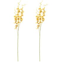 Artikel Künstlicher Cymbidium Blütenstiel 95cm Gelb-Grün-Bordeaux 2er Set für elegante Dekoration