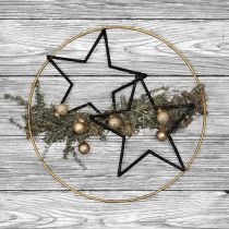 DIY Box Fensterdeko Weihnachten Schwarz Gold Draht Ø30cm