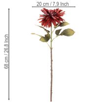 Artikel Kunstblume Dahlie Rot mit Stiel 68cm aus Kunststoff und Seidenstoff