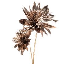 Artikel Kunstblume Dahlie 75cm langstielig mit zwei Blüten Metallic Champagner Kunststoff