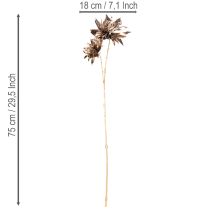 Artikel Kunstblume Dahlie 75cm langstielig mit zwei Blüten Metallic Champagner Kunststoff