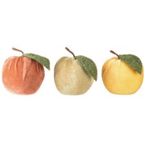 Artikel Deko Apfel Samt Braun Gelb 9er Set für Herbstdeko Ø7,5cm H9cm