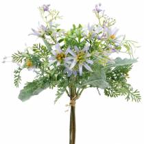 Deko-Blumenstrauß, Seidenblumen Lila, Frühlingsdeko, Künstliche Astern Nelken und Eukalyptus