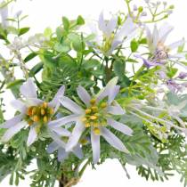 Deko-Blumenstrauß, Seidenblumen Lila, Frühlingsdeko, Künstliche Astern Nelken und Eukalyptus
