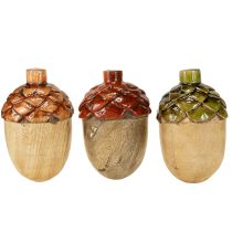 Artikel Deko Eicheln aus Holz in Grün, Orange und Rot – Herbstliche Tischdeko für eine gemütliche Atmosphäre