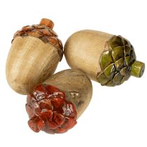 Artikel Deko Eicheln aus Holz in Grün, Orange und Rot – Herbstliche Tischdeko für eine gemütliche Atmosphäre