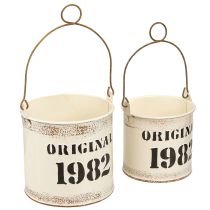 Artikel Deko-Eimer Henkel "Original 1982" Creme, Vintage Deko Ø12/10cm 2x2er-Set