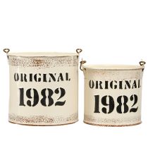 Artikel Deko-Eimer Henkel "Original 1982" Creme, Vintage Deko Ø12/10cm 2x2er-Set